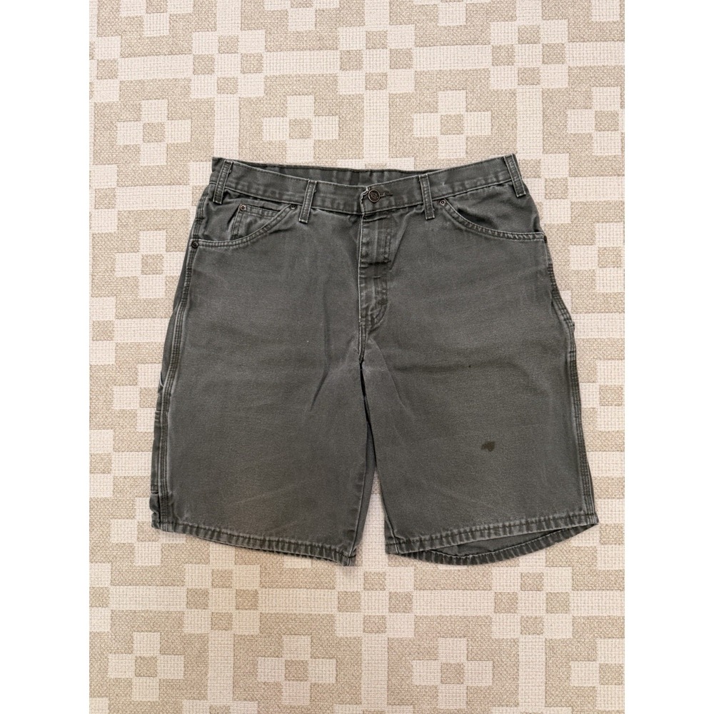 Vintage Dickies Canvas Carpenter Shorts Olive Green Size 33 Tagged 34 Workwear